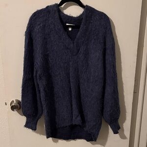 BP Fuzzy Navy V-Neck Sweater